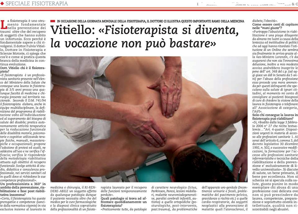Intervista al nostro collega Fulvio Vitiello per la Giornata sulla Fisioterapia